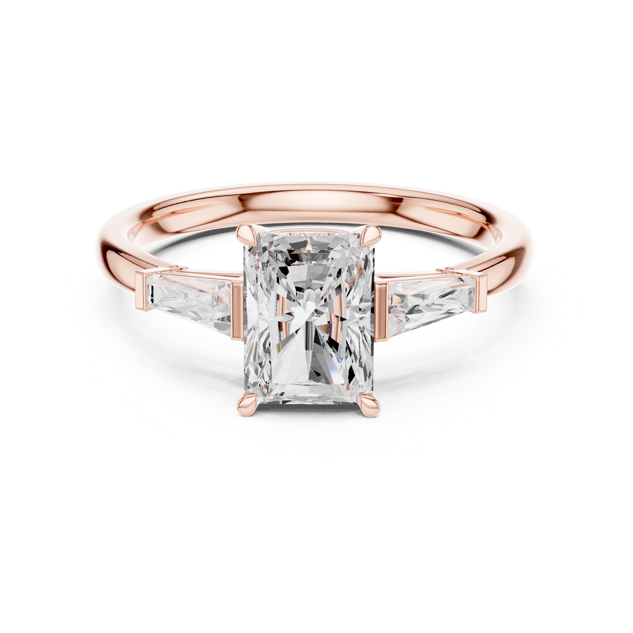 2.06 CT Radiant Cut Three-Stone Diamond Engagement Ring