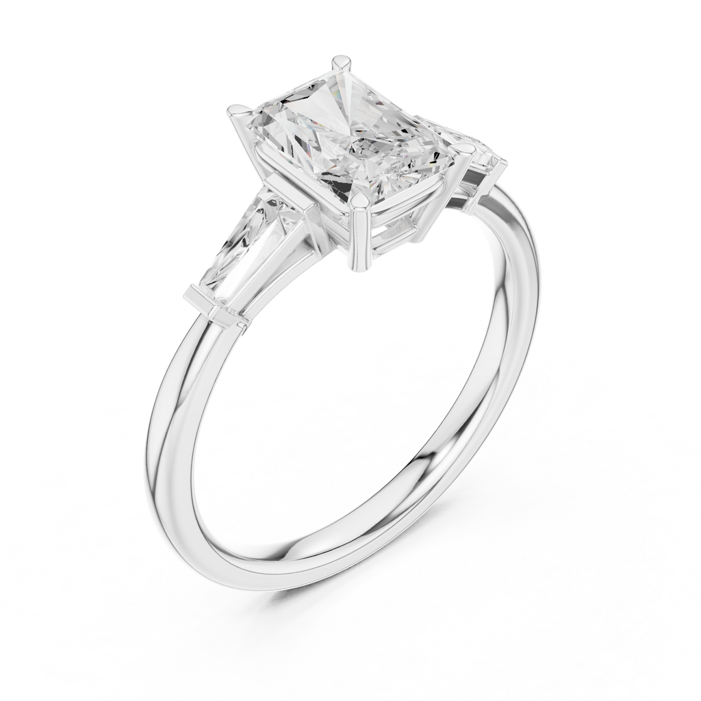 2.06 CT Radiant Cut Three-Stone Diamond Engagement Ring