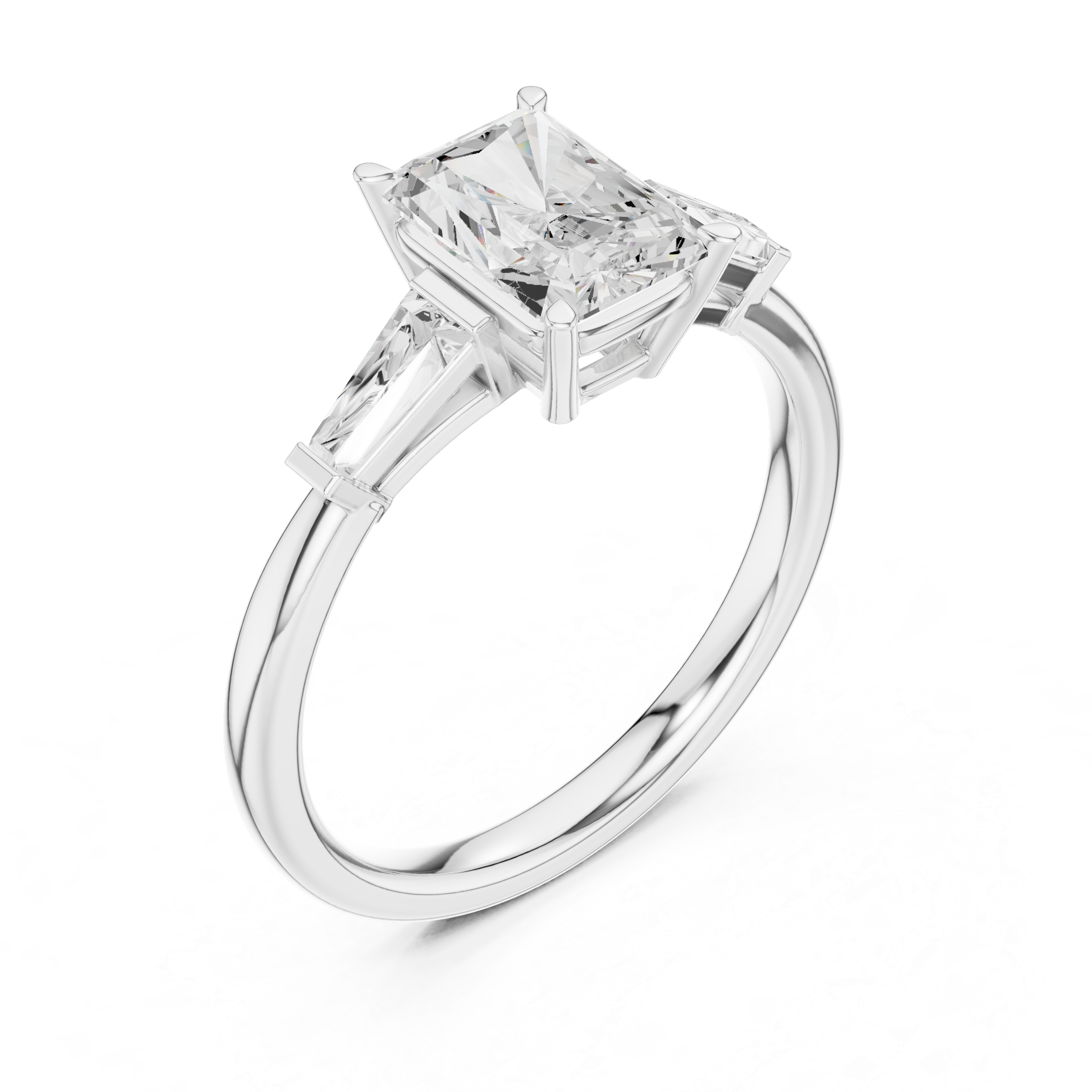 2.06 CT Radiant Cut Three-Stone Diamond Engagement Ring