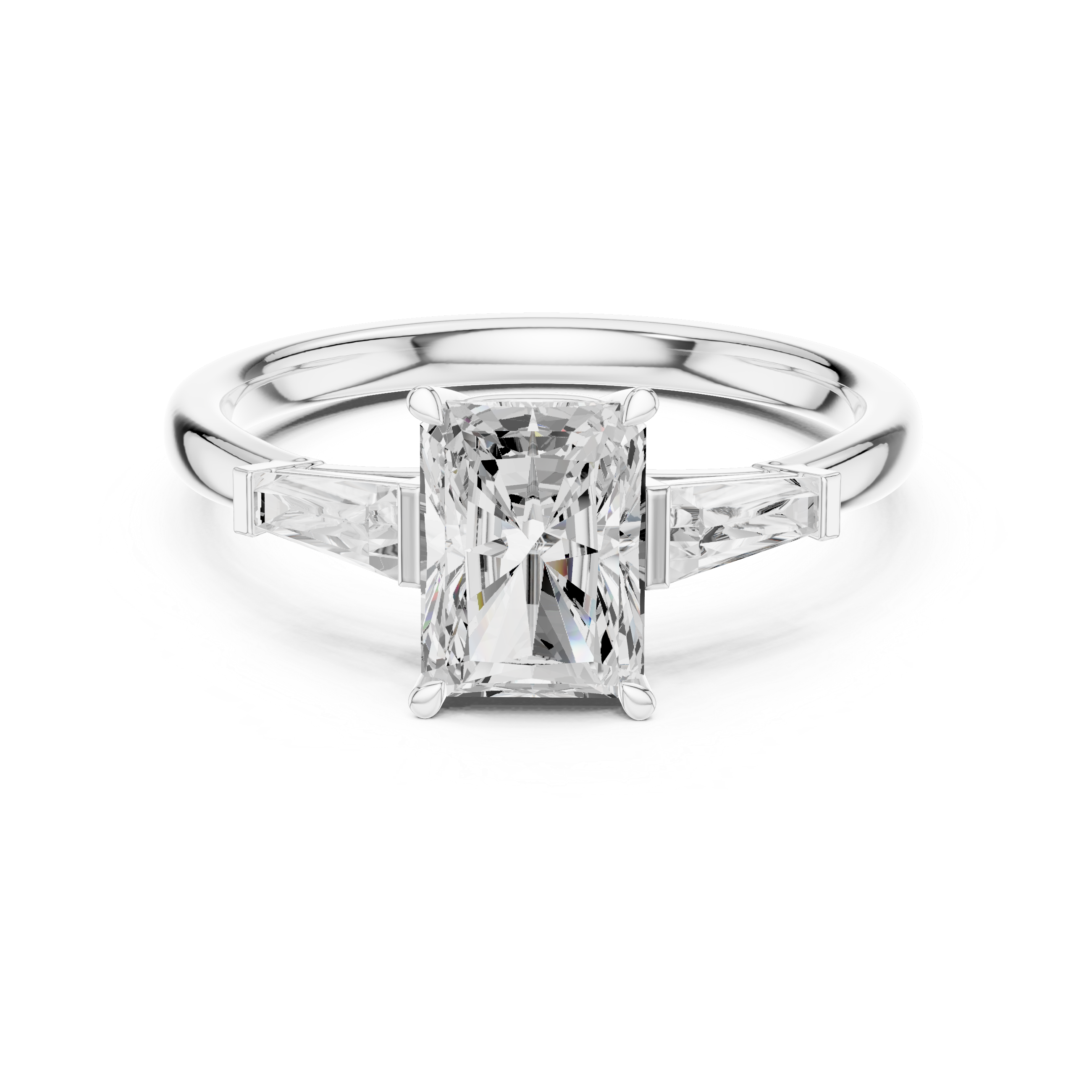 2.06 CT Radiant Cut Three-Stone Diamond Engagement Ring