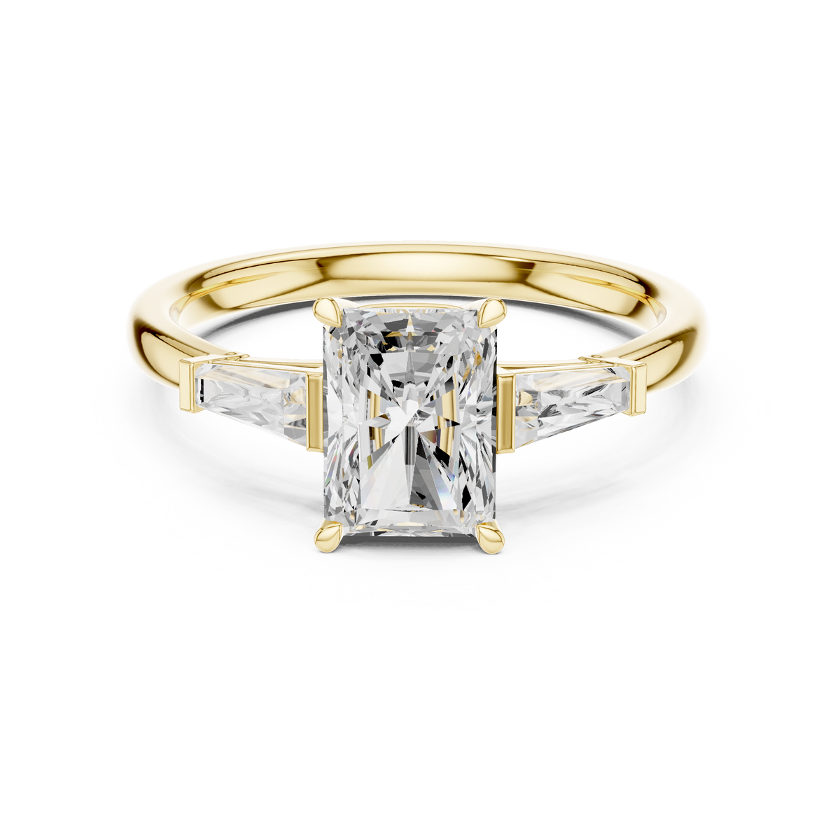 Radiant Cut Three-Stone Diamond Engagement Ring – view 9 of 12, lab grown diamond ring | Jewelix Atelier