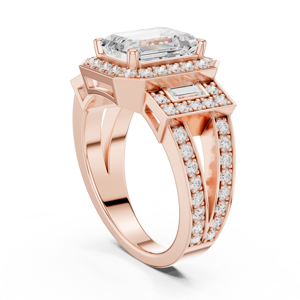 3.54 CT Emerald Cut Halo Diamond Engagement Ring