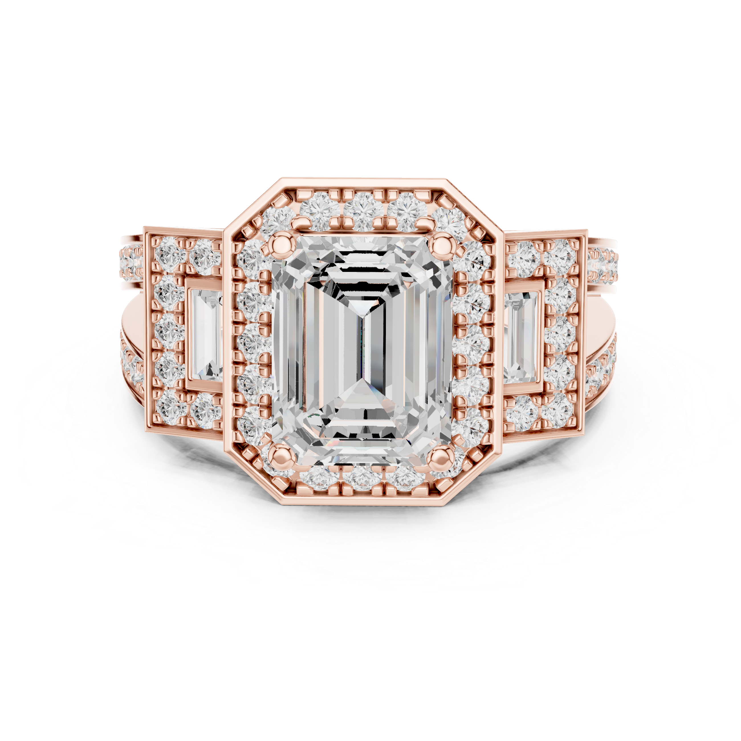 3.54 CT Emerald Cut Halo Diamond Engagement Ring