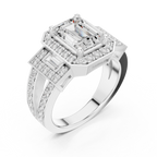 3.54 CT Emerald Cut Halo Diamond Engagement Ring