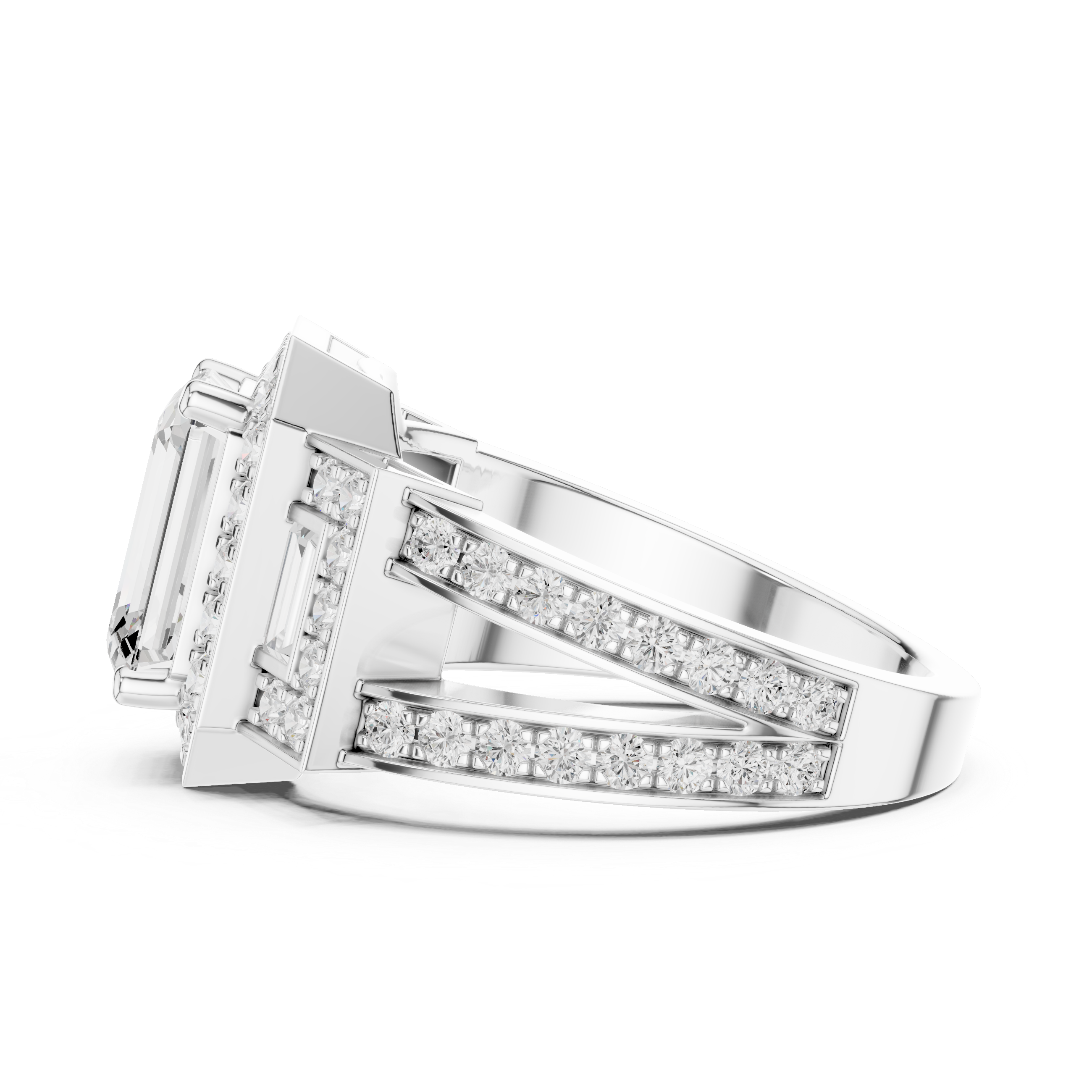 3.54 CT Emerald Cut Halo Diamond Engagement Ring
