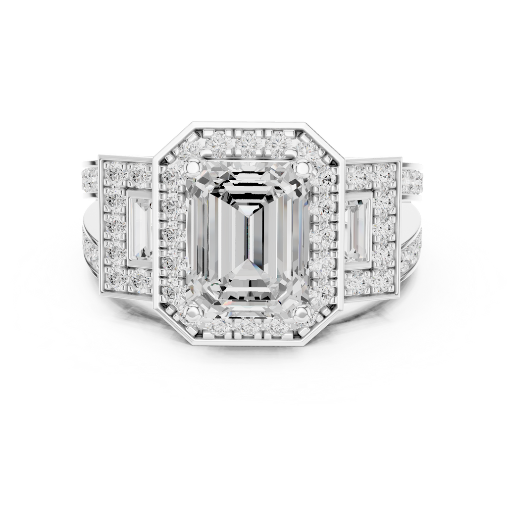 3.54 CT Emerald Cut Halo Diamond Engagement Ring