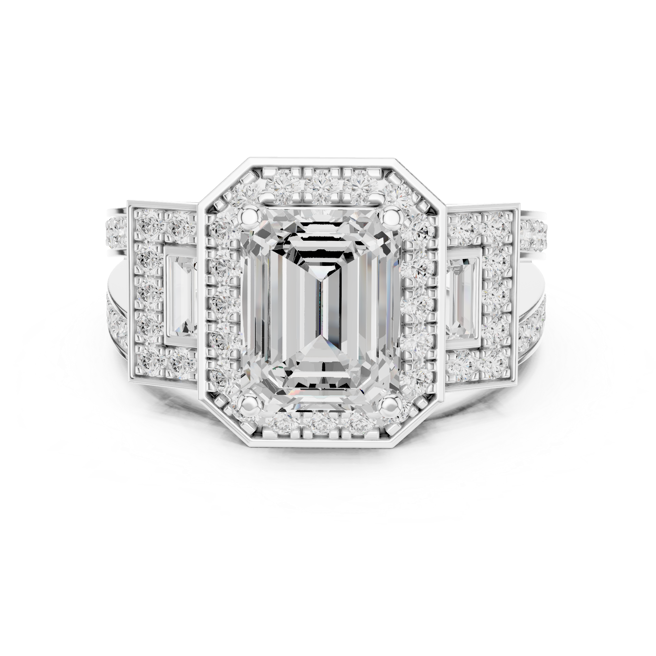 3.54 CT Emerald Cut Halo Diamond Engagement Ring