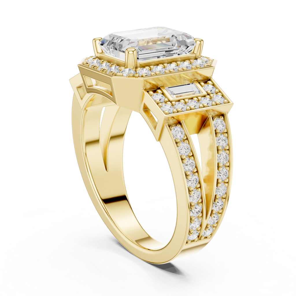 3.54 CT Emerald Cut Halo Diamond Engagement Ring