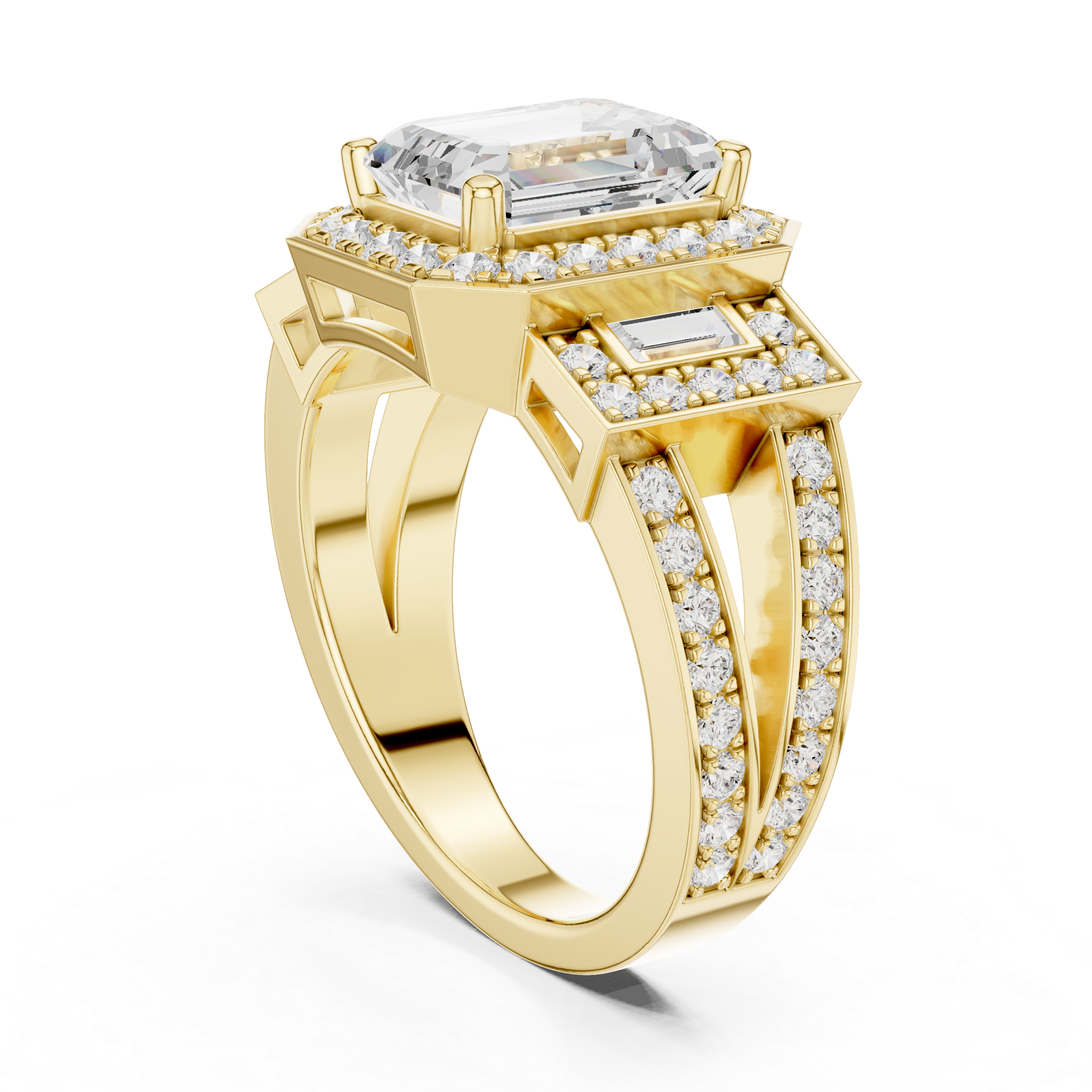 3.54 CT Emerald Cut Halo Diamond Engagement Ring