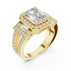 3.54 CT Emerald Cut Halo Diamond Engagement Ring