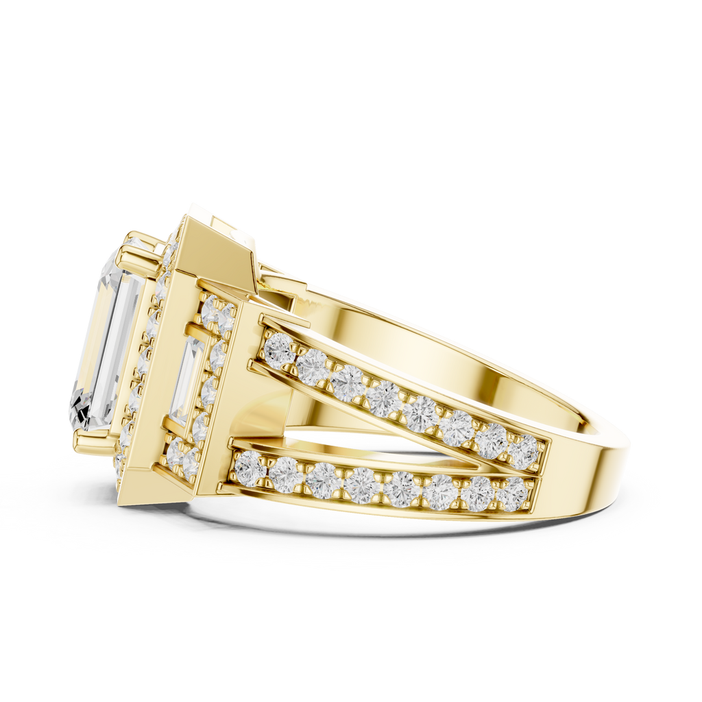 3.54 CT Emerald Cut Halo Diamond Engagement Ring
