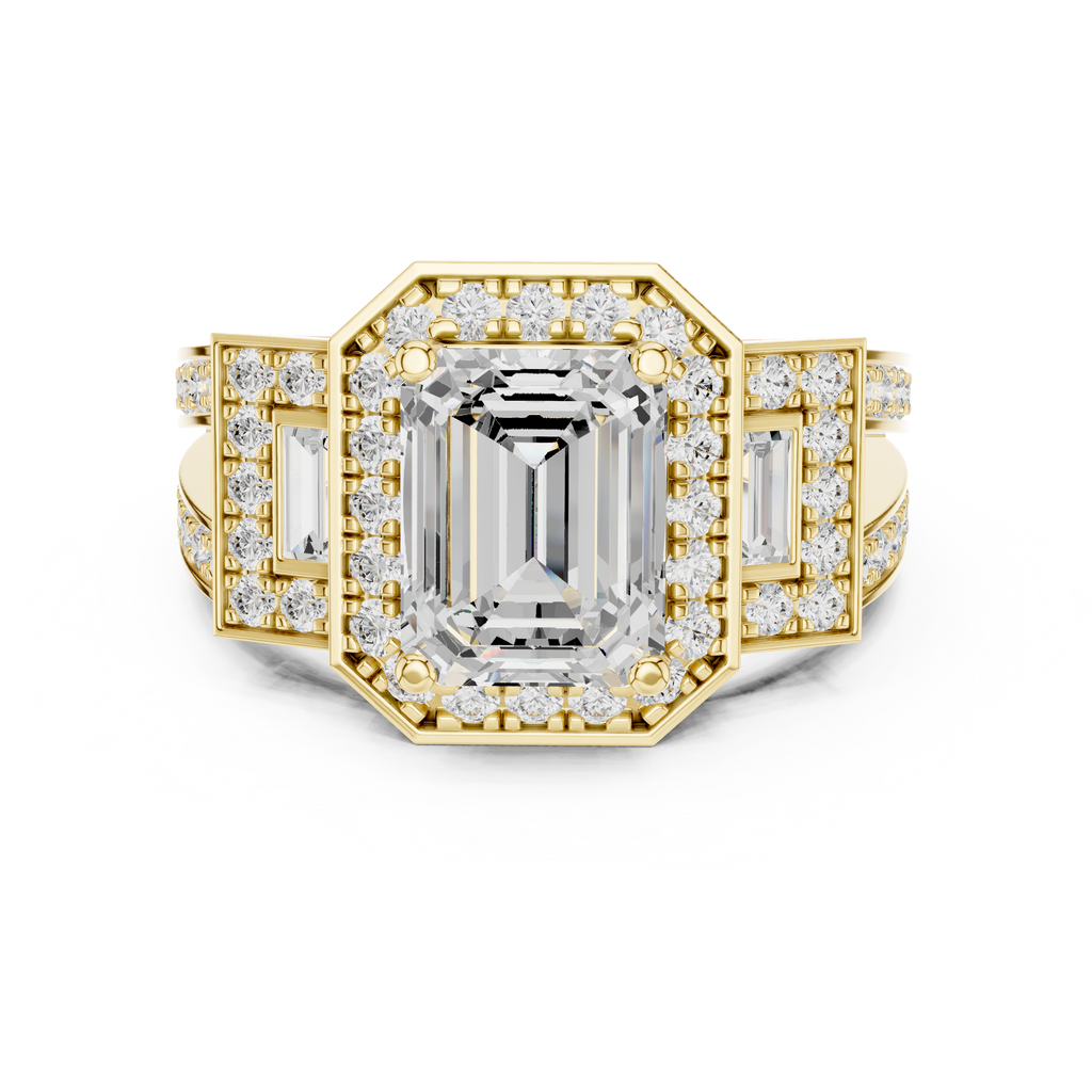 3.54 CT Emerald Cut Halo Diamond Engagement Ring