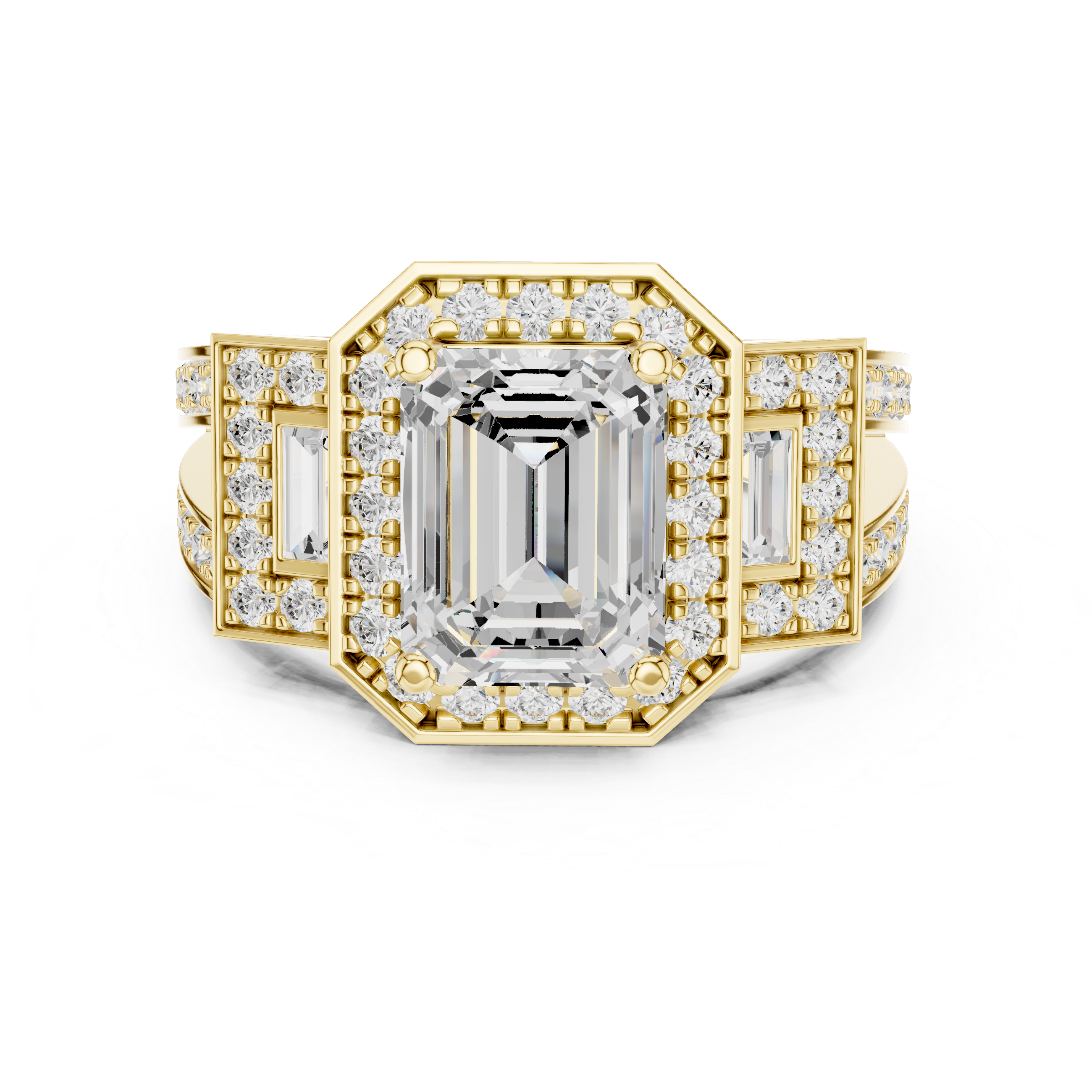 3.54 CT Emerald Cut Halo Diamond Engagement Ring
