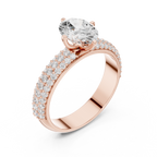 1.49 CT Oval Cut Triple Pavé Diamond Engagement Ring