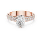 1.49 CT Oval Cut Triple Pavé Diamond Engagement Ring