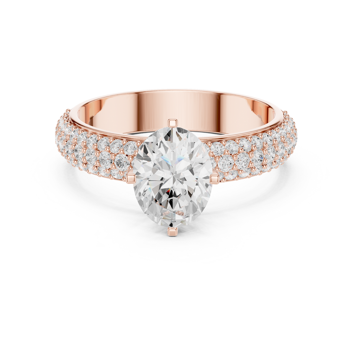 Oval Cut Triple Pavé Diamond Engagement Ring – view 6 of 12, lab grown diamond ring | Jewelix Atelier