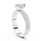 1.49 CT Oval Cut Triple Pavé Diamond Engagement Ring
