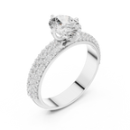 1.49 CT Oval Cut Triple Pavé Diamond Engagement Ring