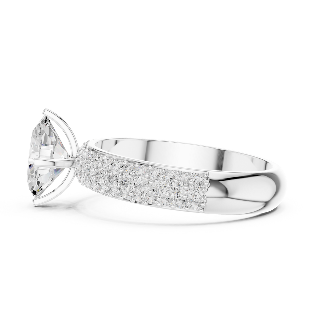 1.49 CT Oval Cut Triple Pavé Diamond Engagement Ring