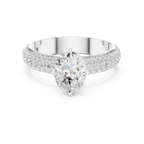 1.49 CT Oval Cut Triple Pavé Diamond Engagement Ring