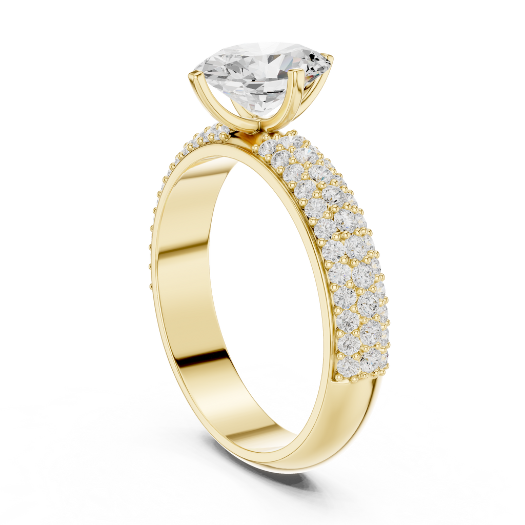 1.49 CT Oval Cut Triple Pavé Diamond Engagement Ring