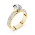 1.49 CT Oval Cut Triple Pavé Diamond Engagement Ring