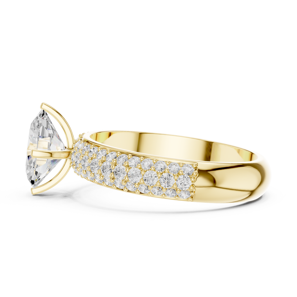 1.49 CT Oval Cut Triple Pavé Diamond Engagement Ring