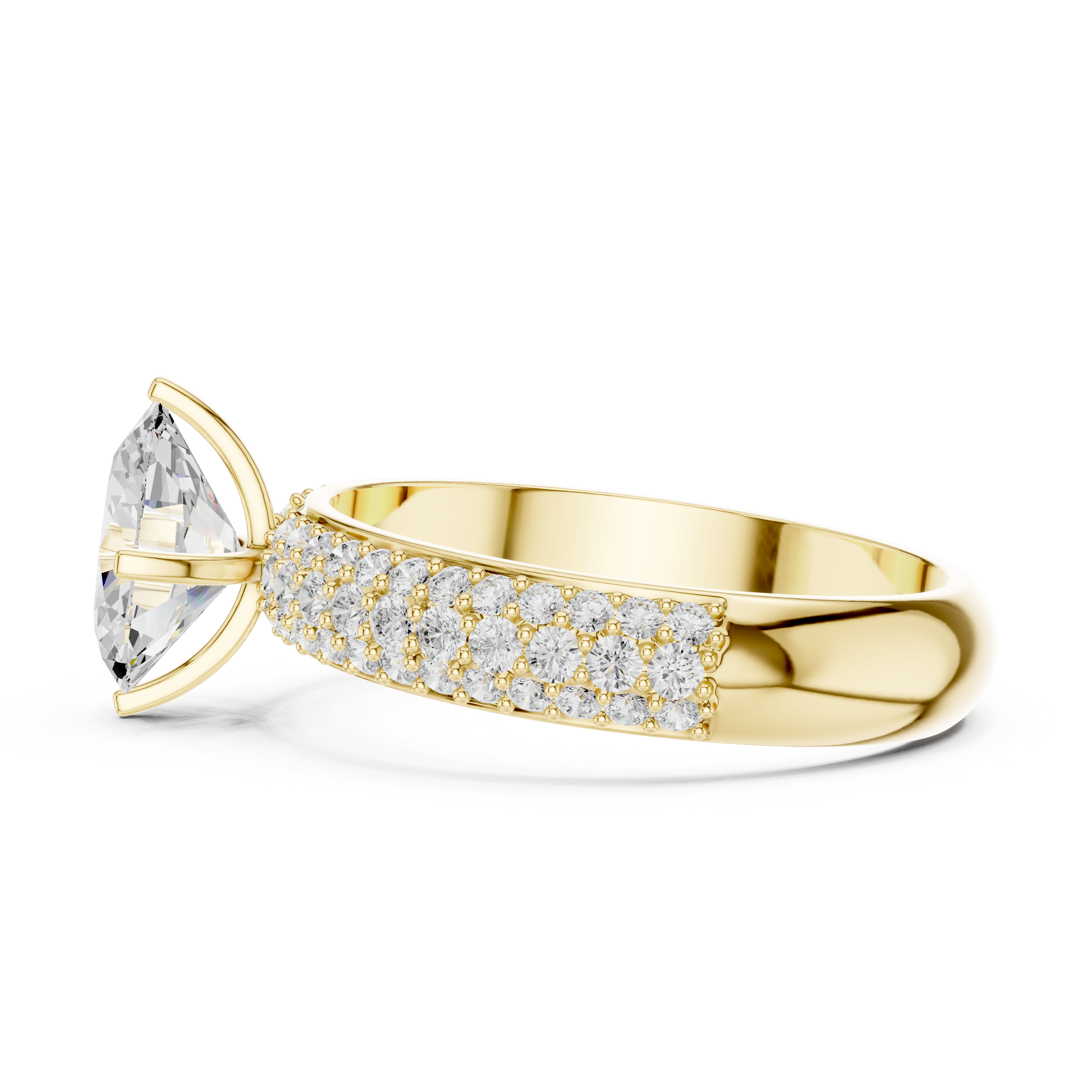 1.49 CT Oval Cut Triple Pavé Diamond Engagement Ring