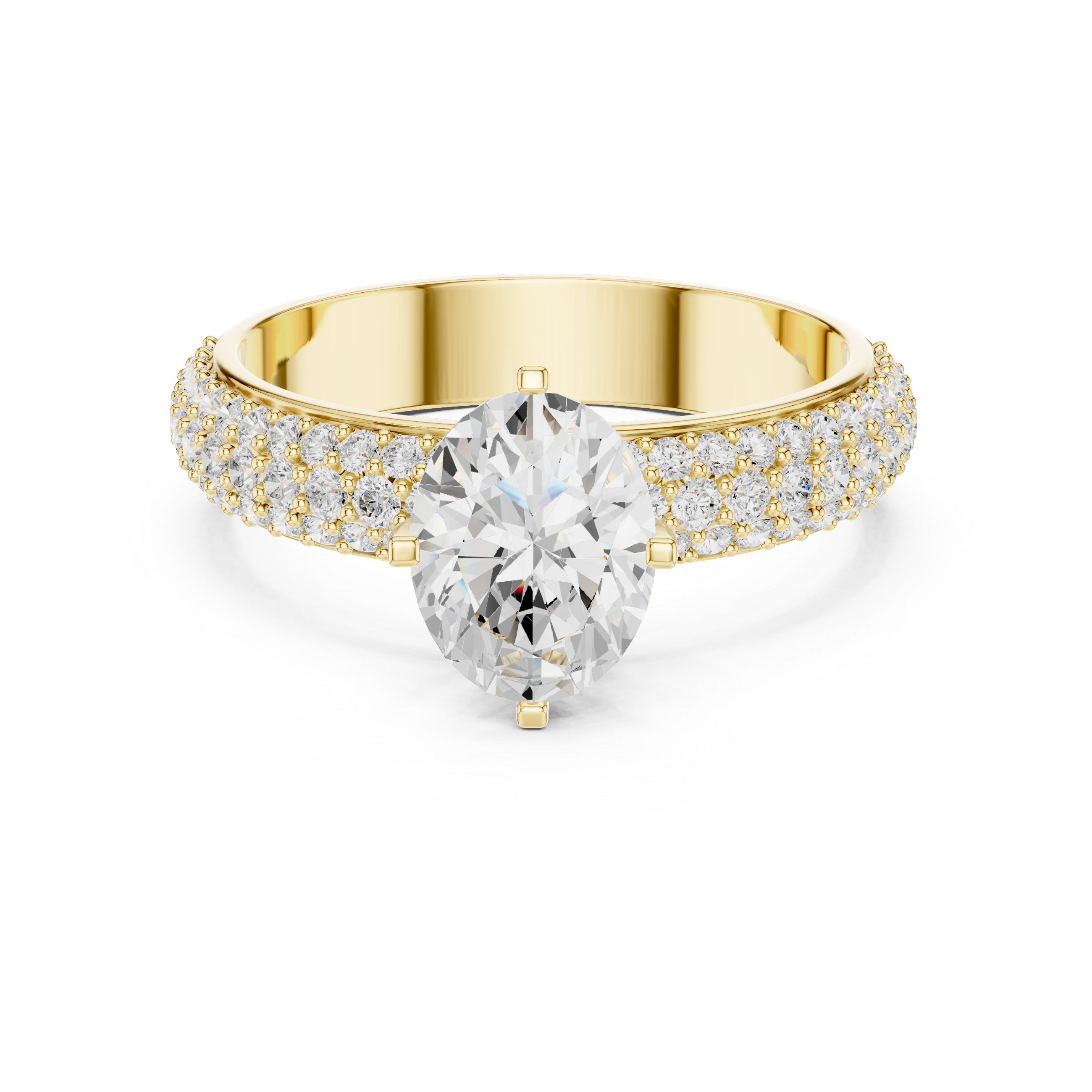 1.49 CT Oval Cut Triple Pavé Diamond Engagement Ring