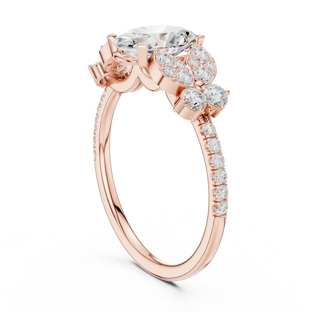 1.44 CT Oval Cut Vintage Cluster Diamond Engagement Ring