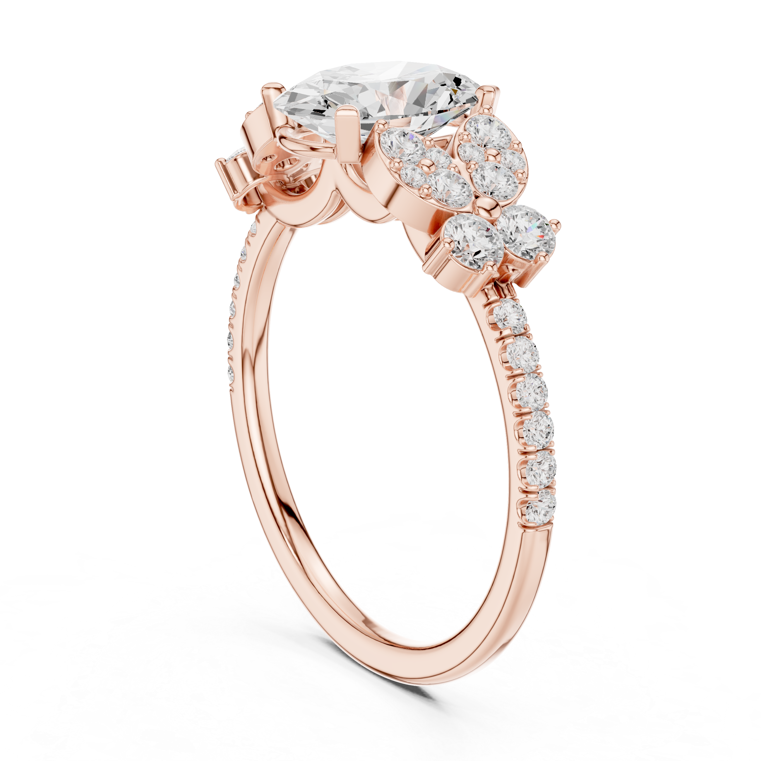 1.44 CT Oval Cut Vintage Cluster Diamond Engagement Ring