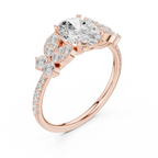 1.44 CT Oval Cut Vintage Cluster Diamond Engagement Ring