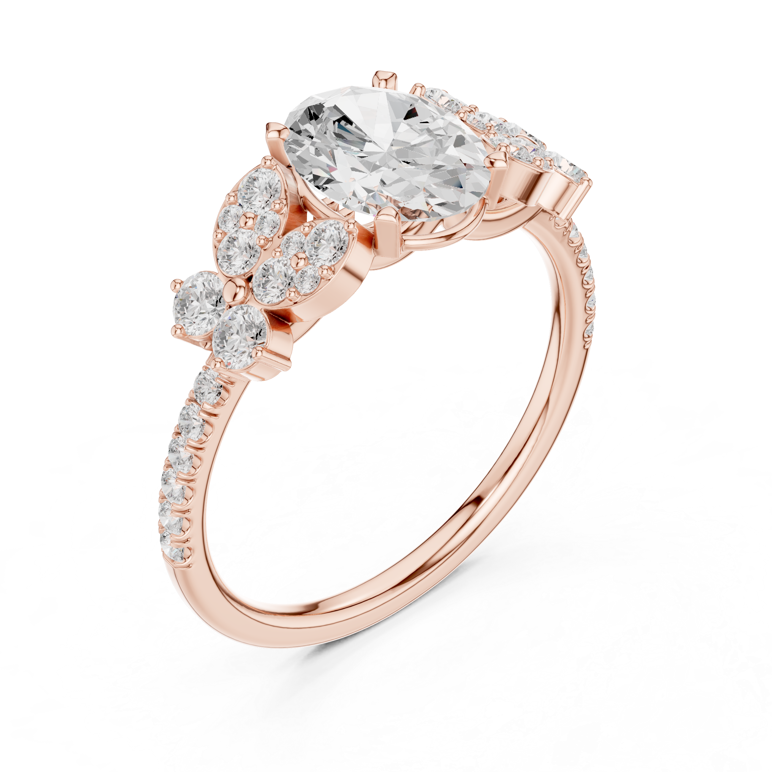 1.44 CT Oval Cut Vintage Cluster Diamond Engagement Ring