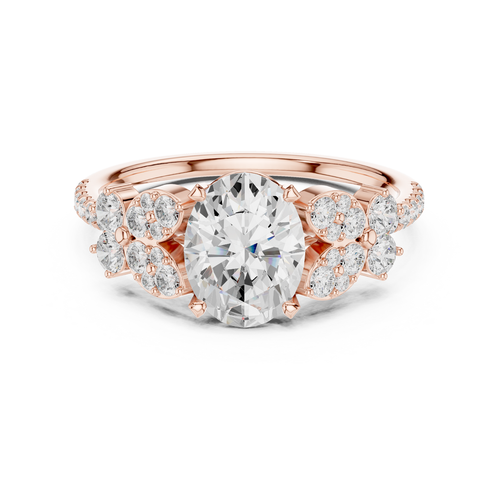 1.44 CT Oval Cut Vintage Cluster Diamond Engagement Ring