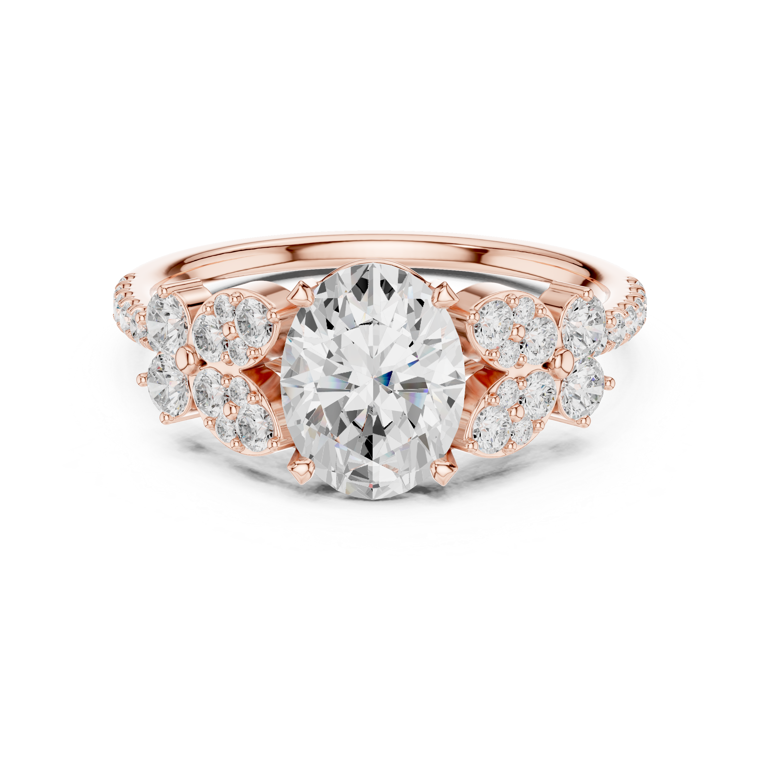 1.44 CT Oval Cut Vintage Cluster Diamond Engagement Ring