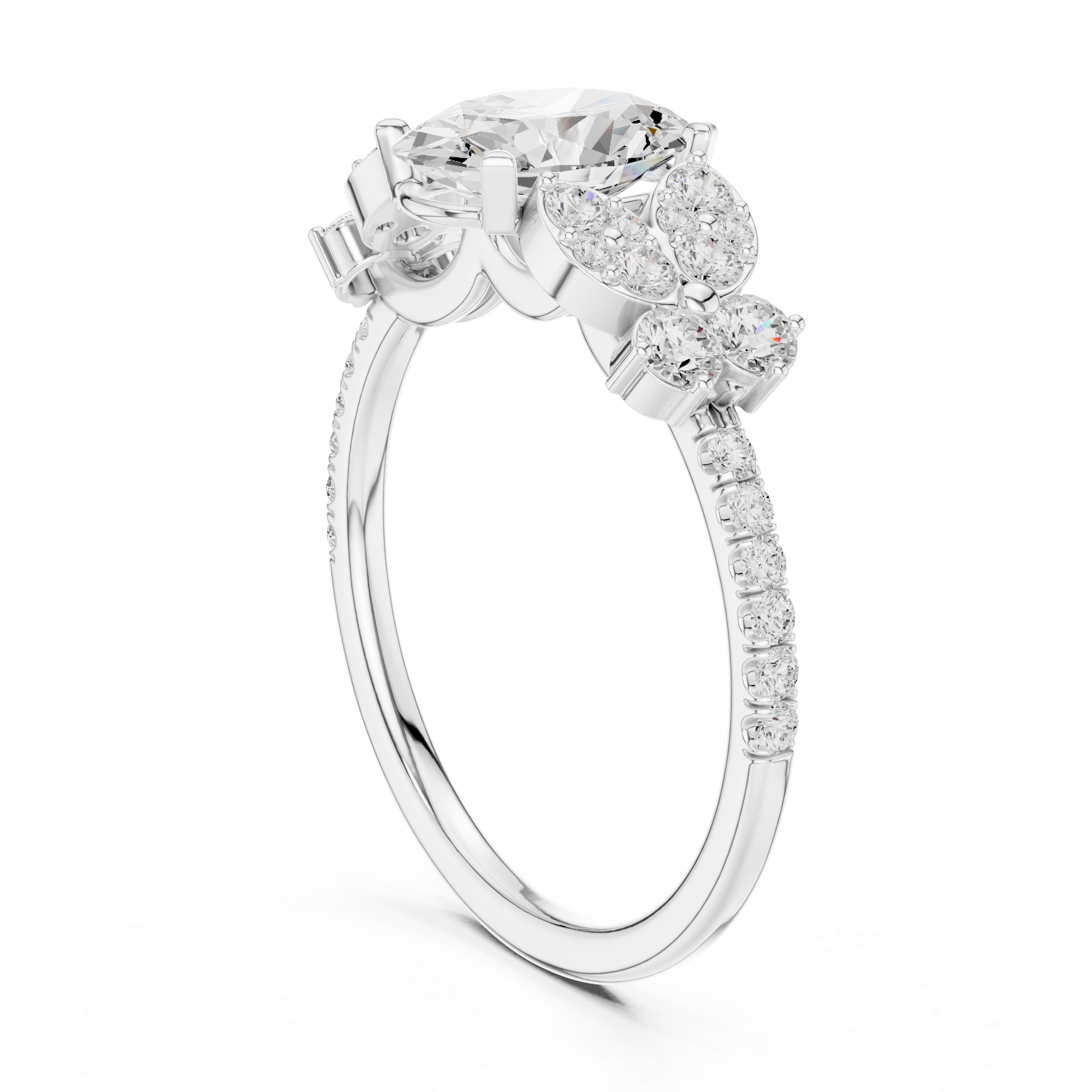 1.44 CT Oval Cut Vintage Cluster Diamond Engagement Ring