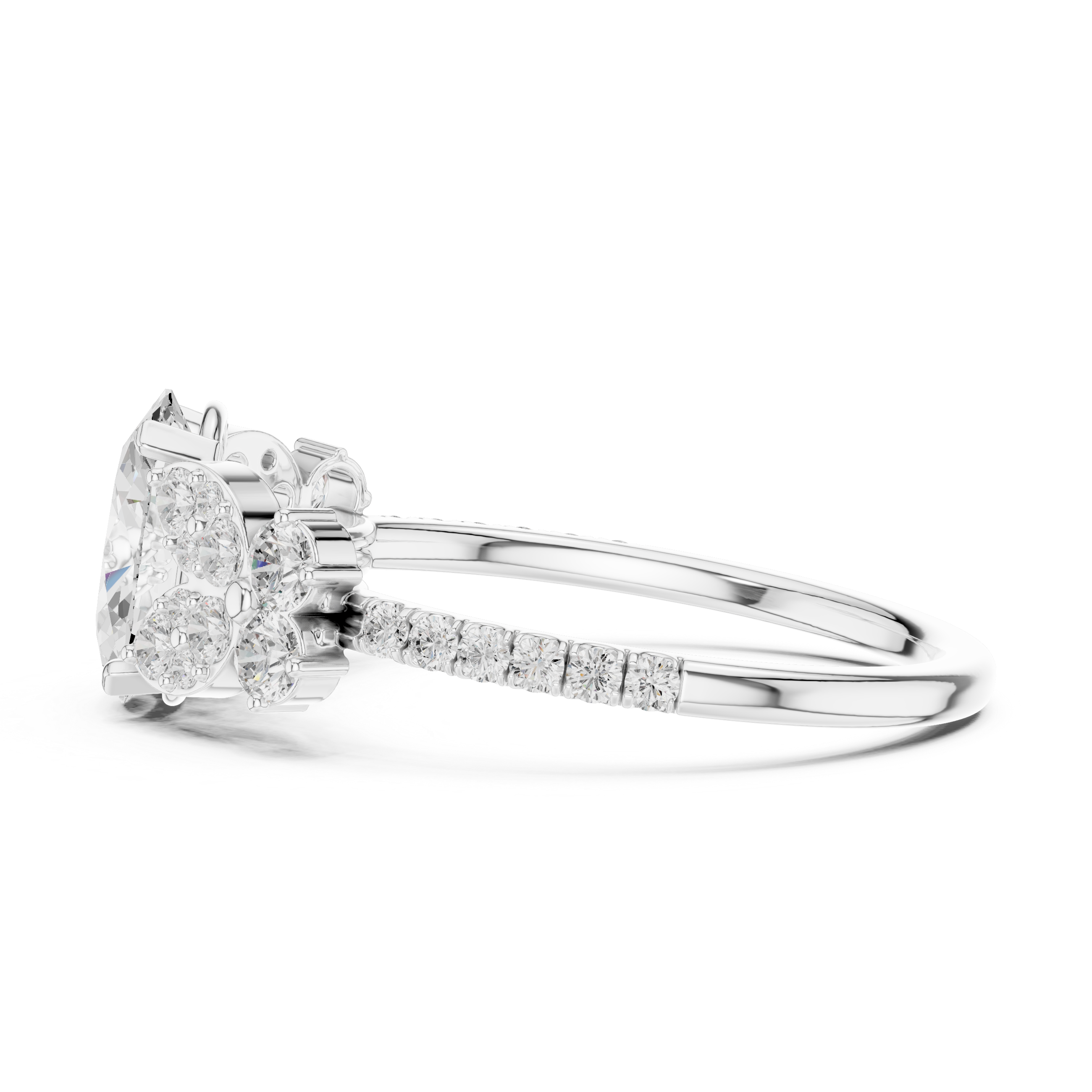 1.44 CT Oval Cut Vintage Cluster Diamond Engagement Ring