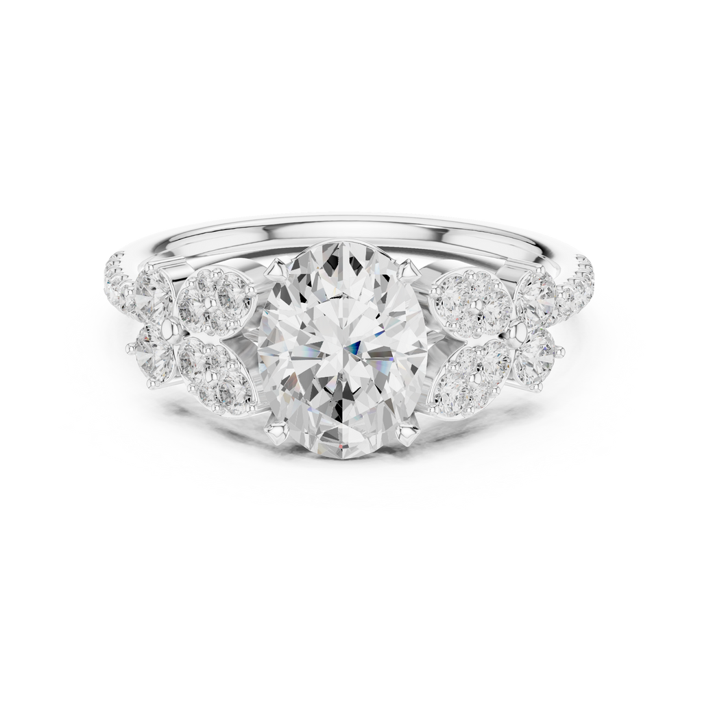 1.44 CT Oval Cut Vintage Cluster Diamond Engagement Ring