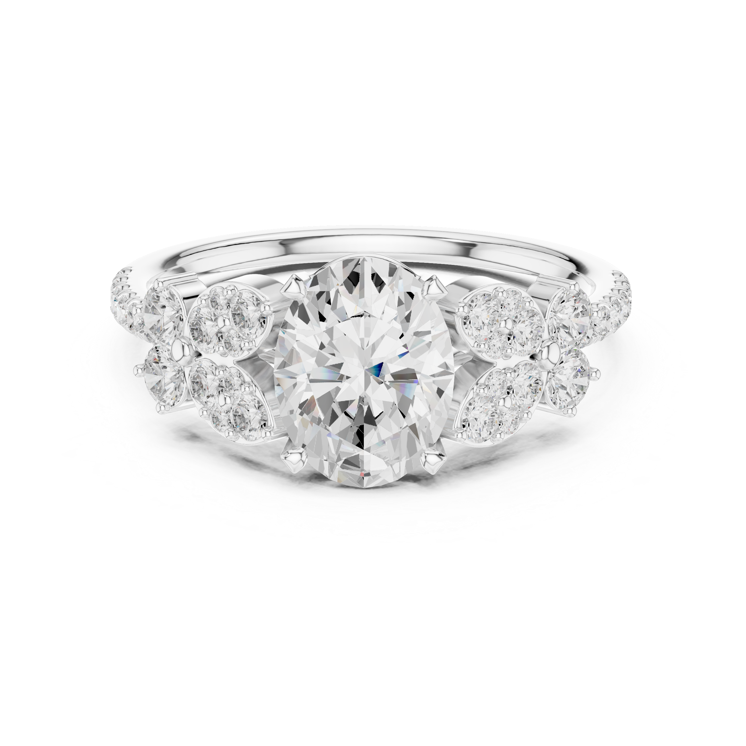 1.44 CT Oval Cut Vintage Cluster Diamond Engagement Ring