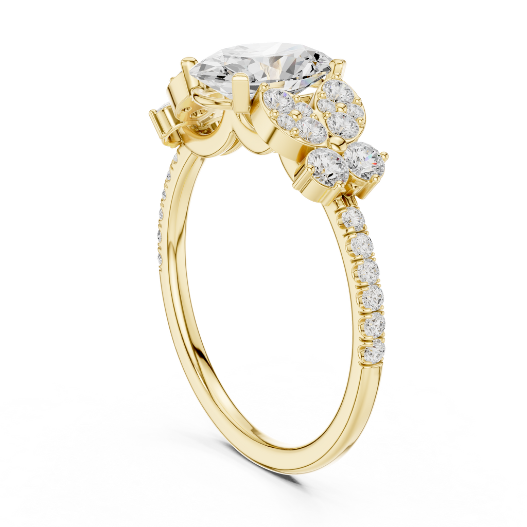 1.44 CT Oval Cut Vintage Cluster Diamond Engagement Ring