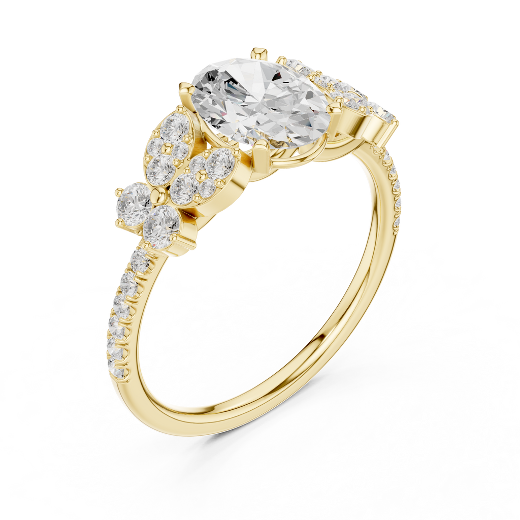 1.44 CT Oval Cut Vintage Cluster Diamond Engagement Ring