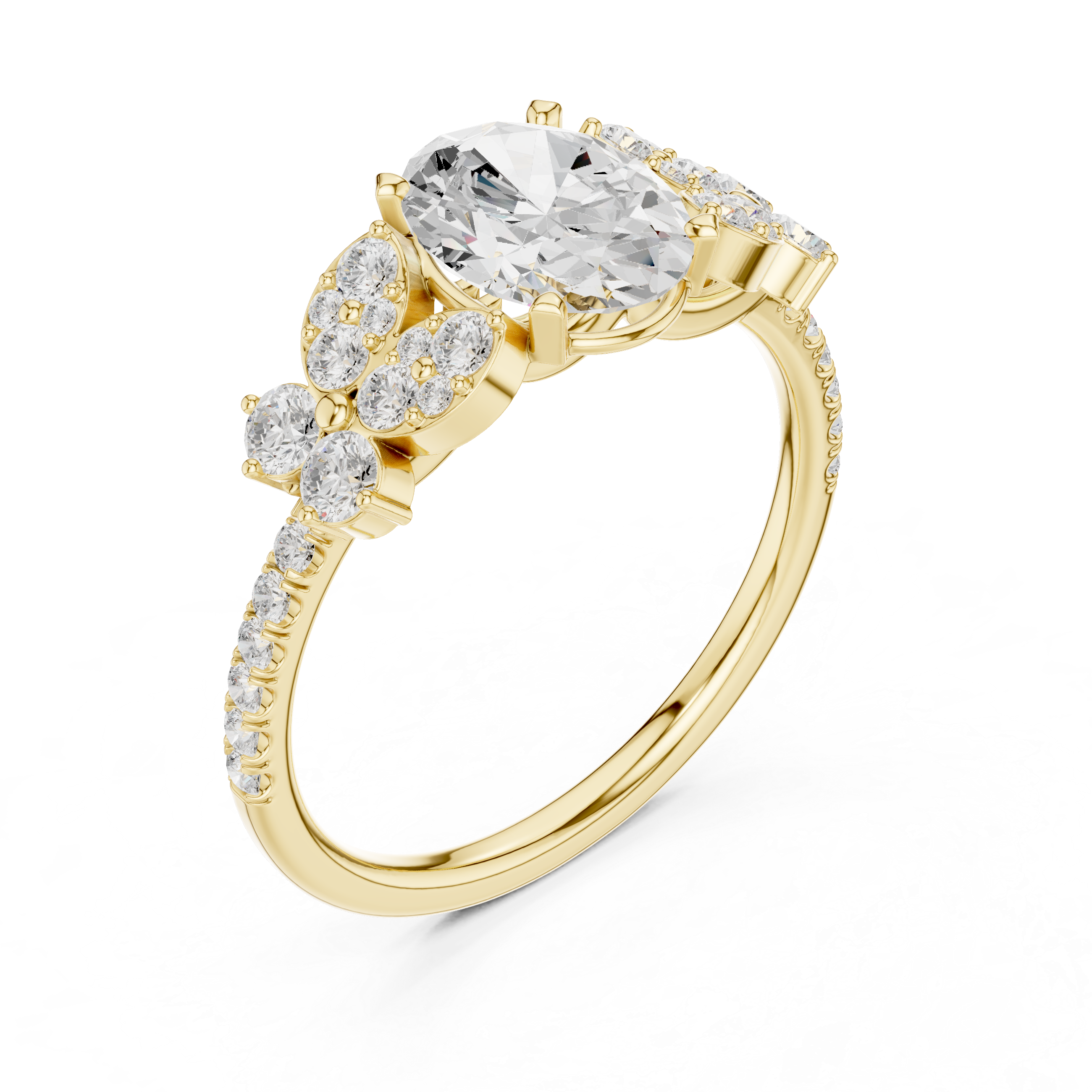 1.44 CT Oval Cut Vintage Cluster Diamond Engagement Ring