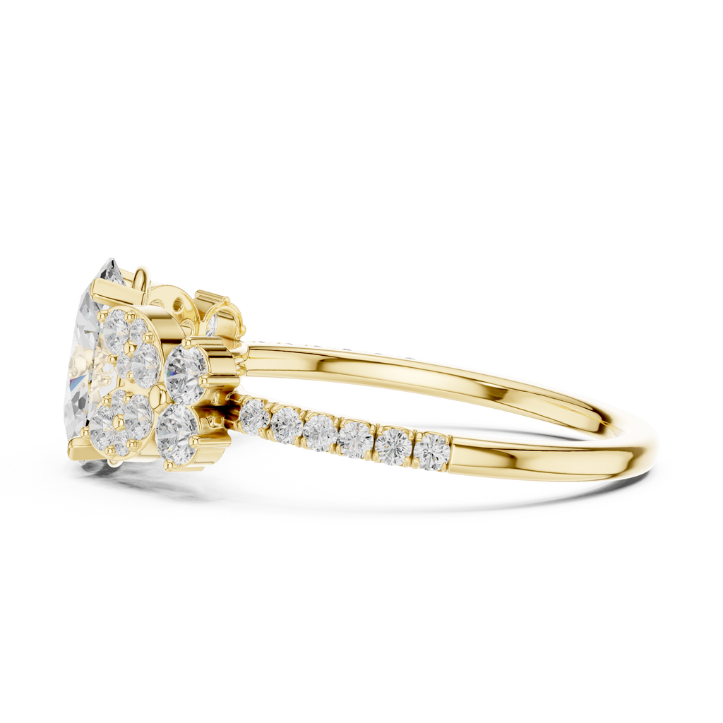 1.44 CT Oval Cut Vintage Cluster Diamond Engagement Ring
