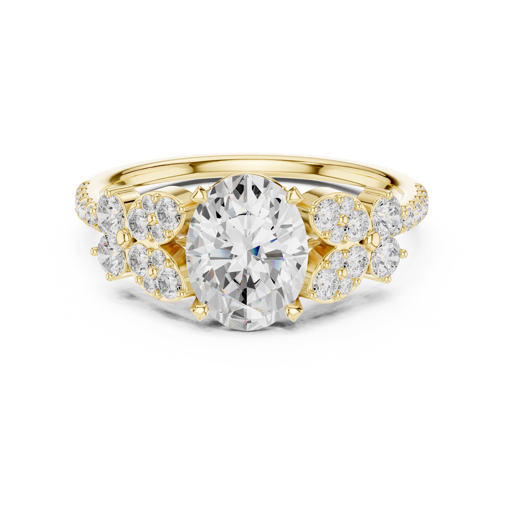 1.44 CT Oval Cut Vintage Cluster Diamond Engagement Ring