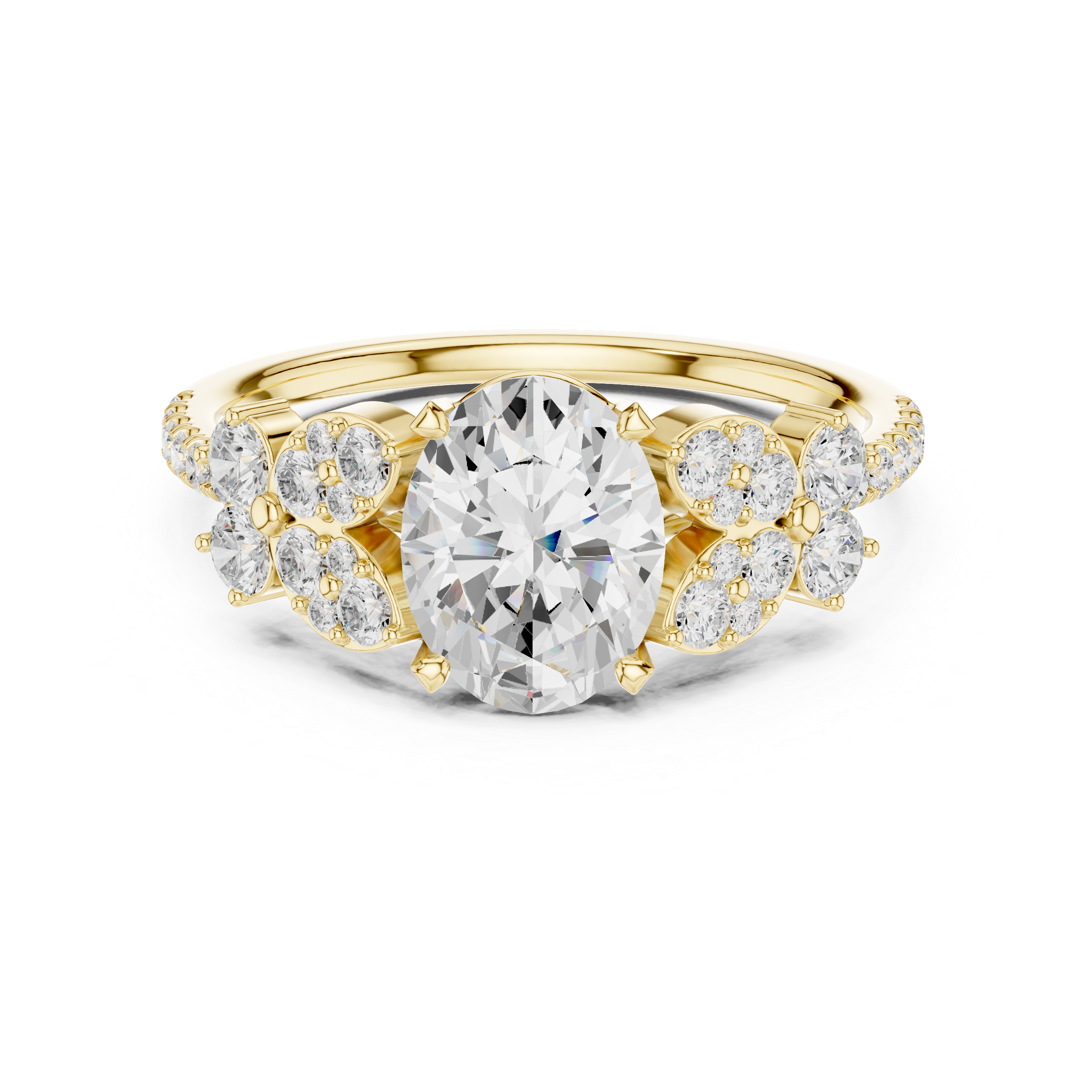 1.44 CT Oval Cut Vintage Cluster Diamond Engagement Ring