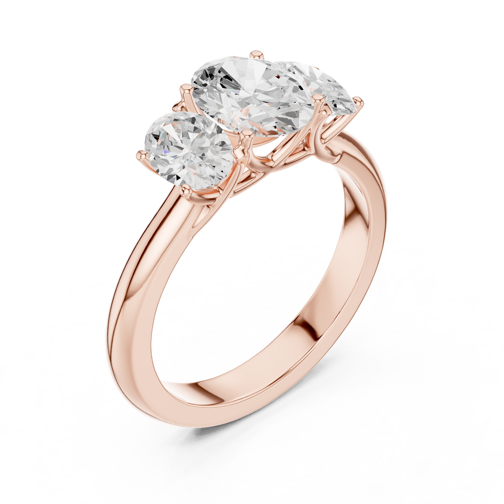 1.78 CT Three Stone Oval Diamond Engagement Ring