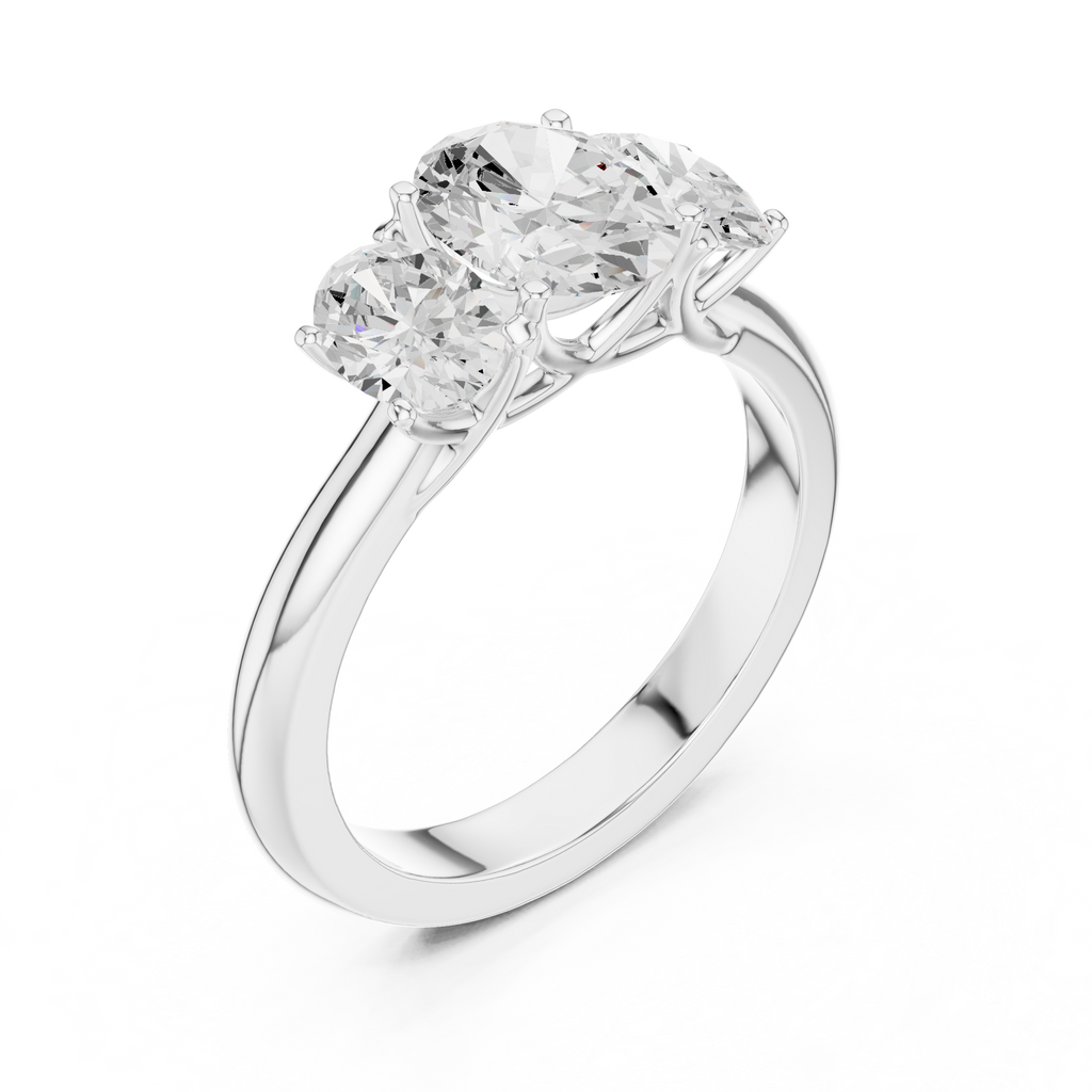 1.78 CT Three Stone Oval Diamond Engagement Ring