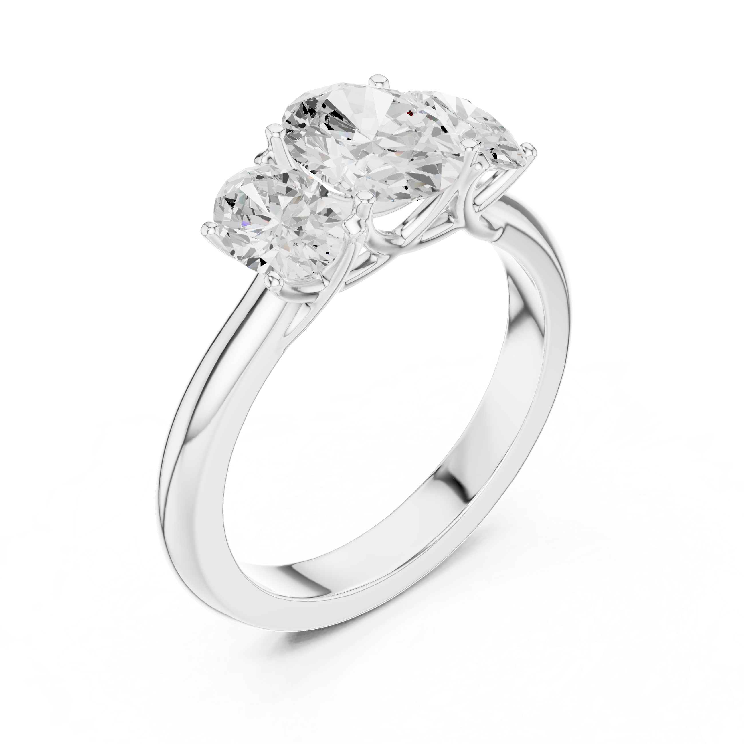 1.78 CT Three Stone Oval Diamond Engagement Ring