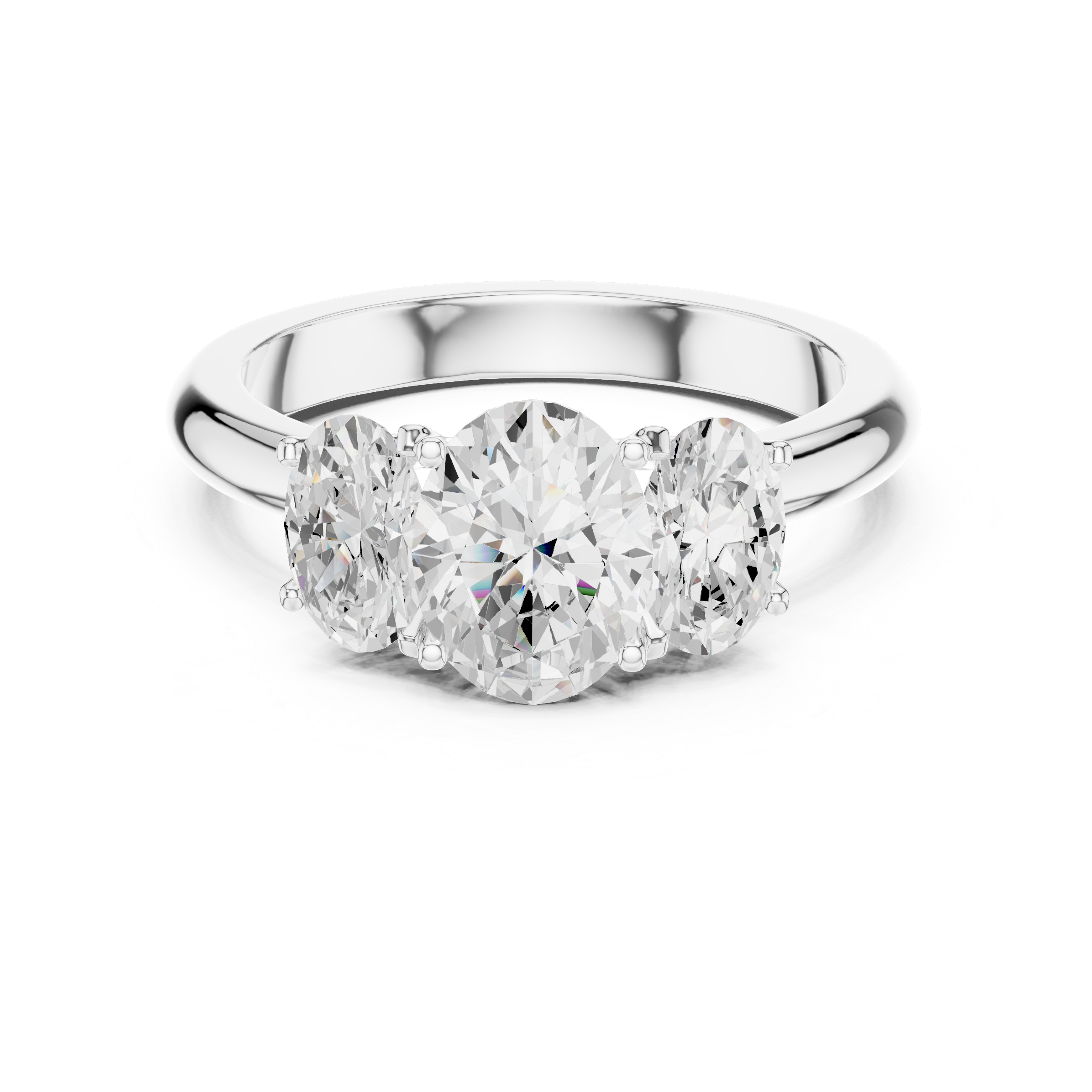 1.78 CT Three Stone Oval Diamond Engagement Ring