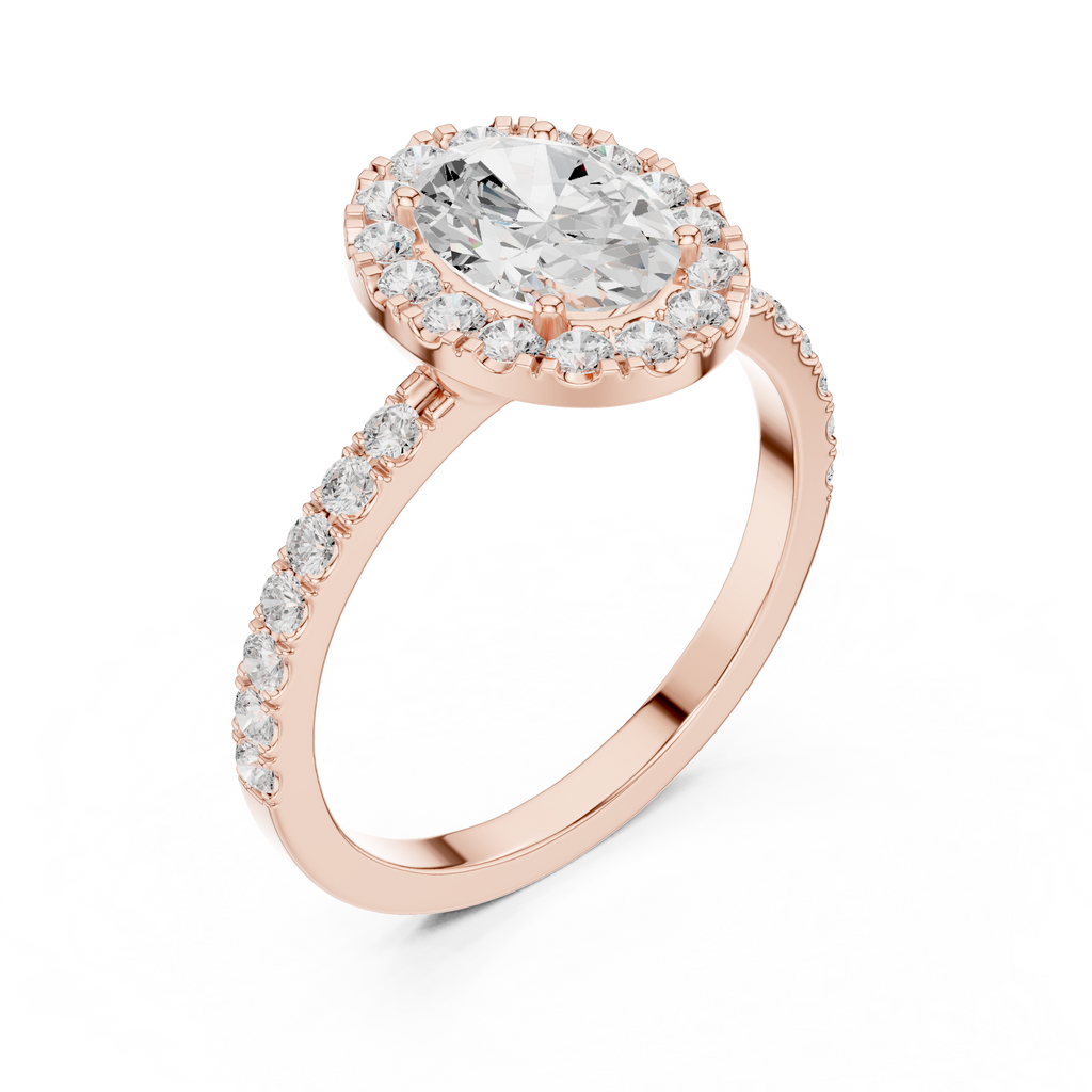 1.44 CT Oval Halo Diamond Engagement Ring